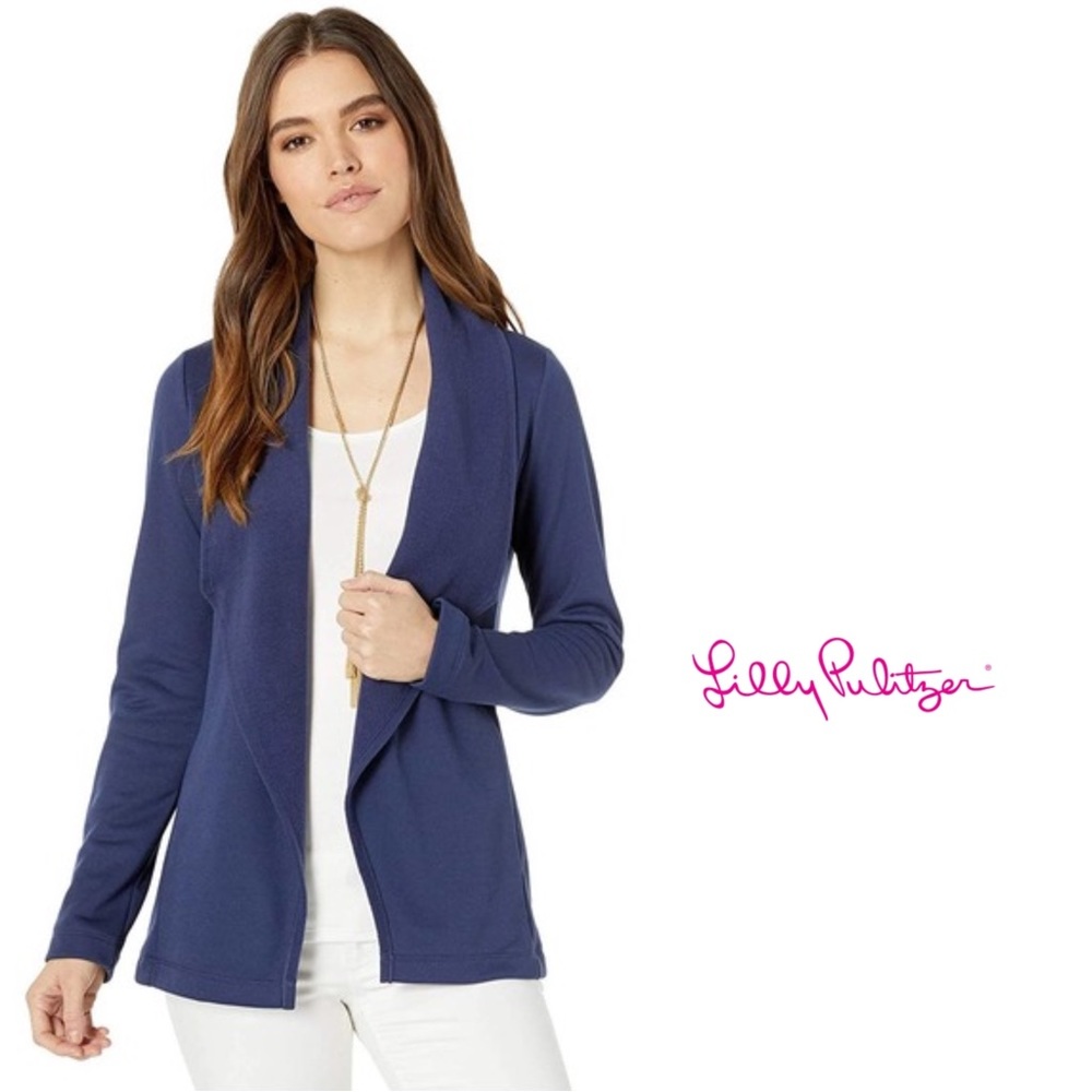 Lilly Pulitzer Galia Fleece Navy Wrap Cardigan
